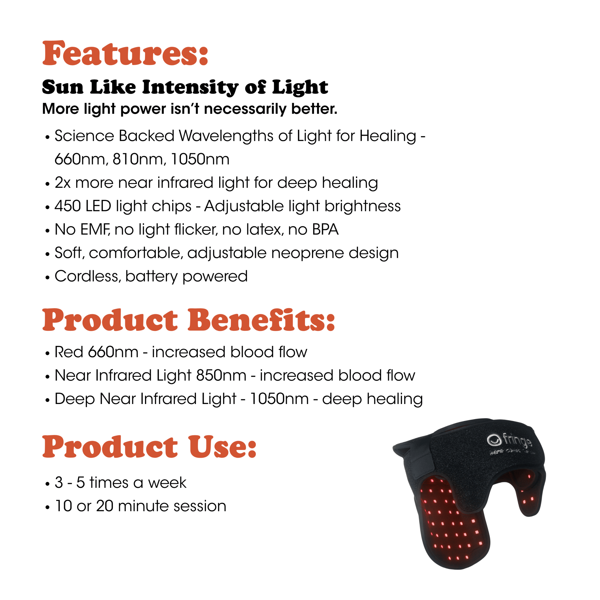 Red Light Therapy Wrap - Head - Fringe