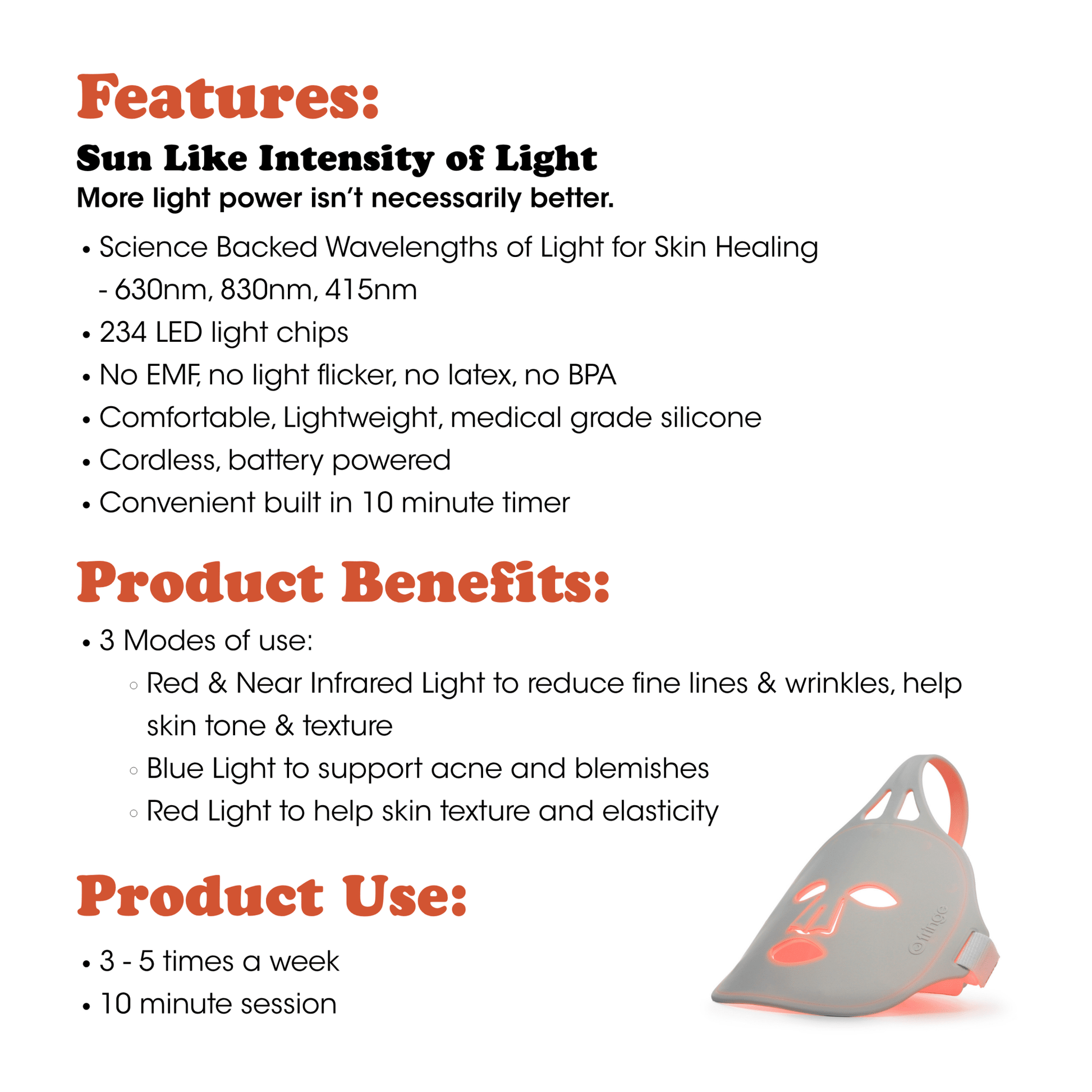 Red Light Therapy Face Mask - Fringe