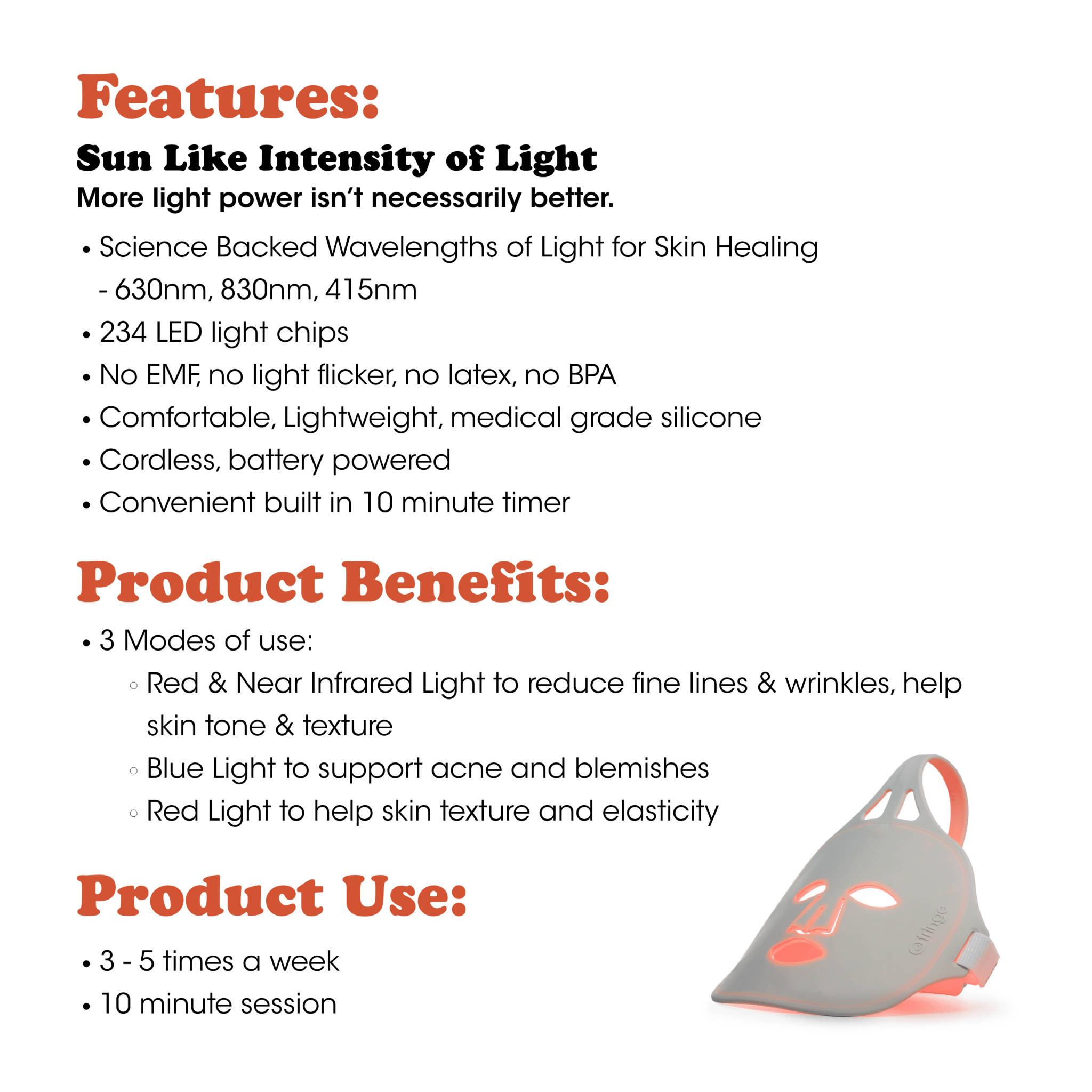 Red Light Therapy Face Mask - Fringe