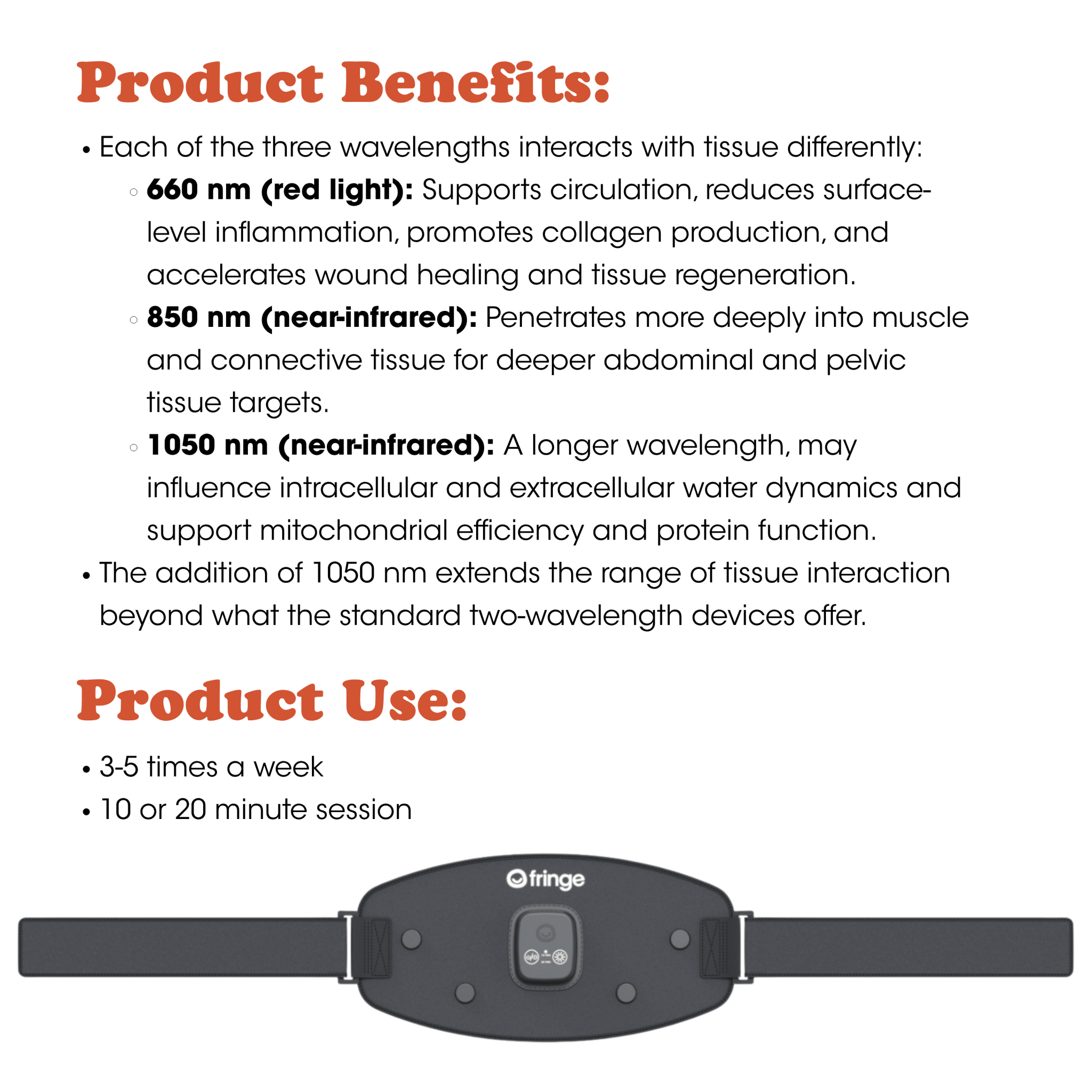 Red Light Therapy Abdominal Belt - Fringe