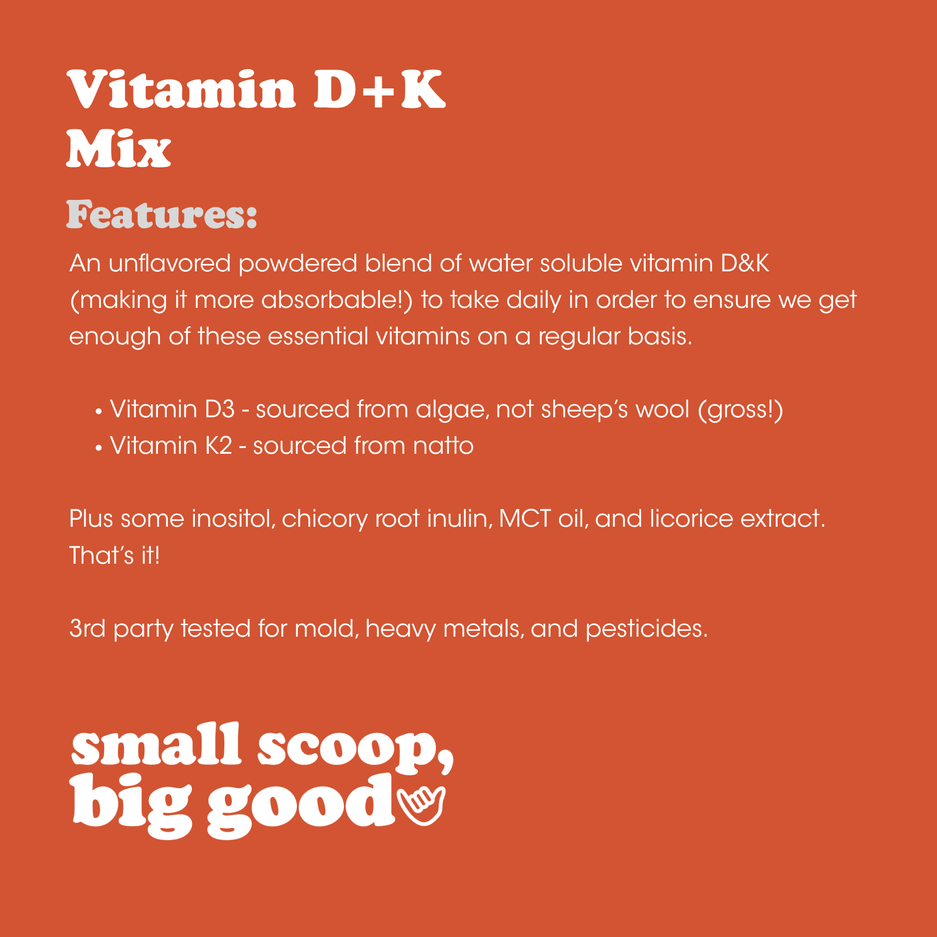 Vitamin D&K Mix  - Unflavored  Powder - Fringe