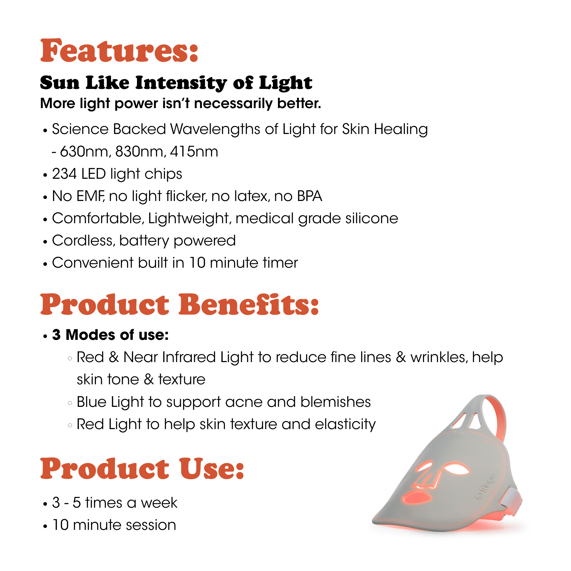 Red Light Therapy Face Mask