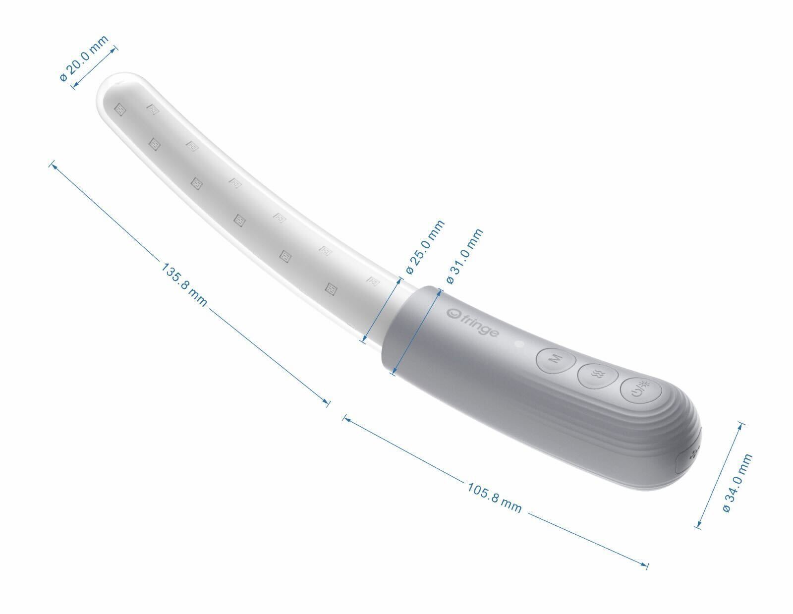 fringe pelvic wand with dimensions on it to show size