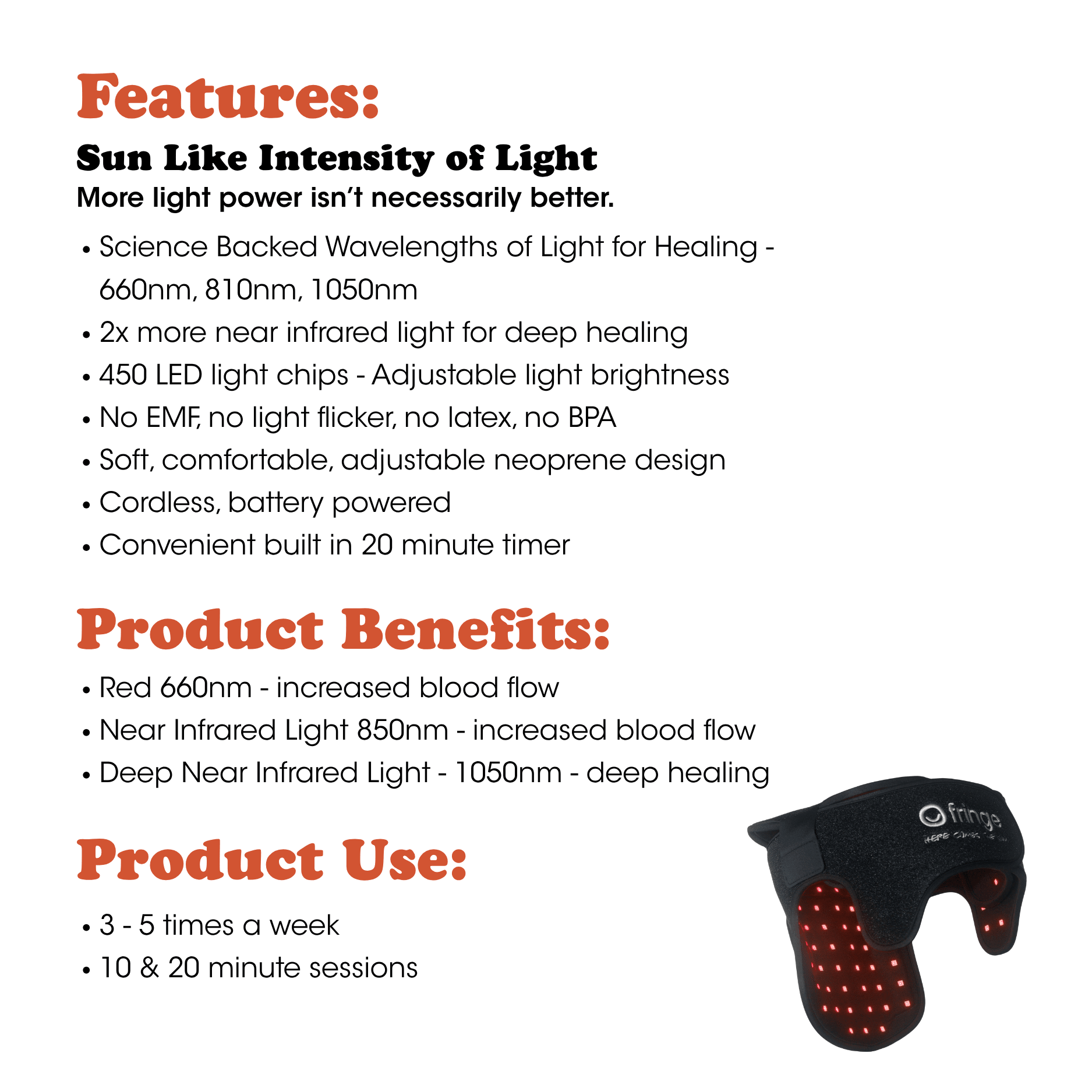 Red Light Therapy Wrap - Head - Fringe